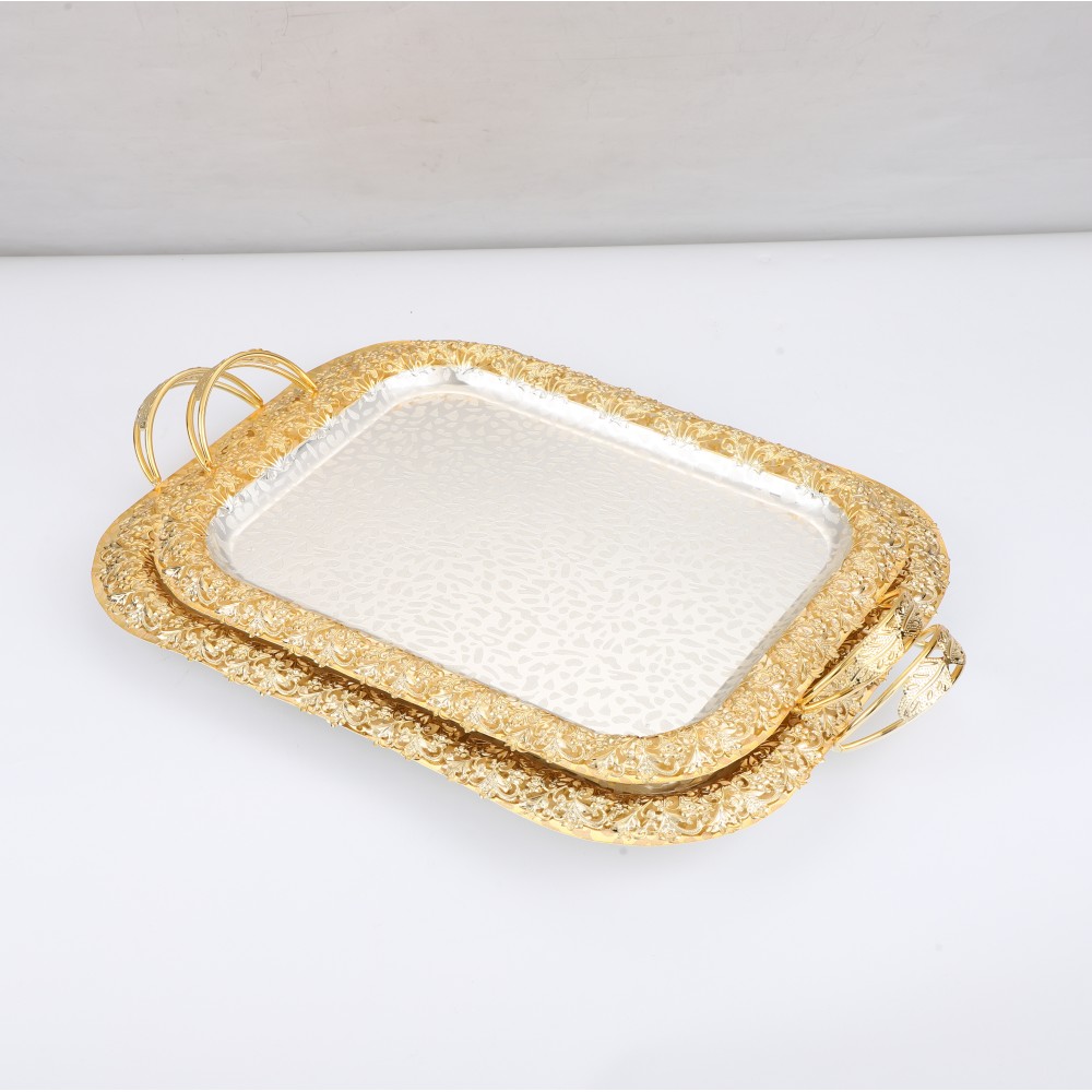 Coffee Serving Tray, Elegant Metal Serving Tray for Home Cafe