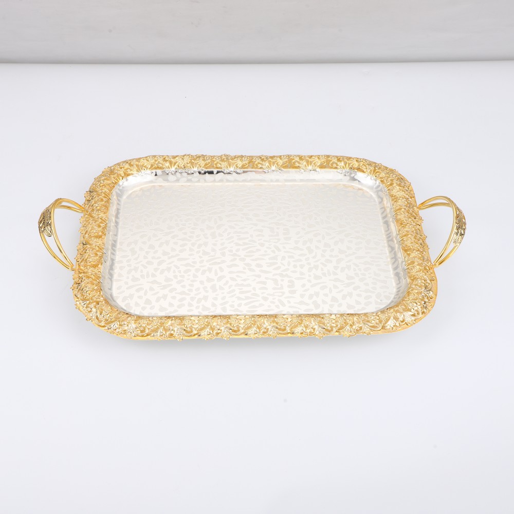 Coffee Serving Tray, Elegant Metal Serving Tray for Home Cafe