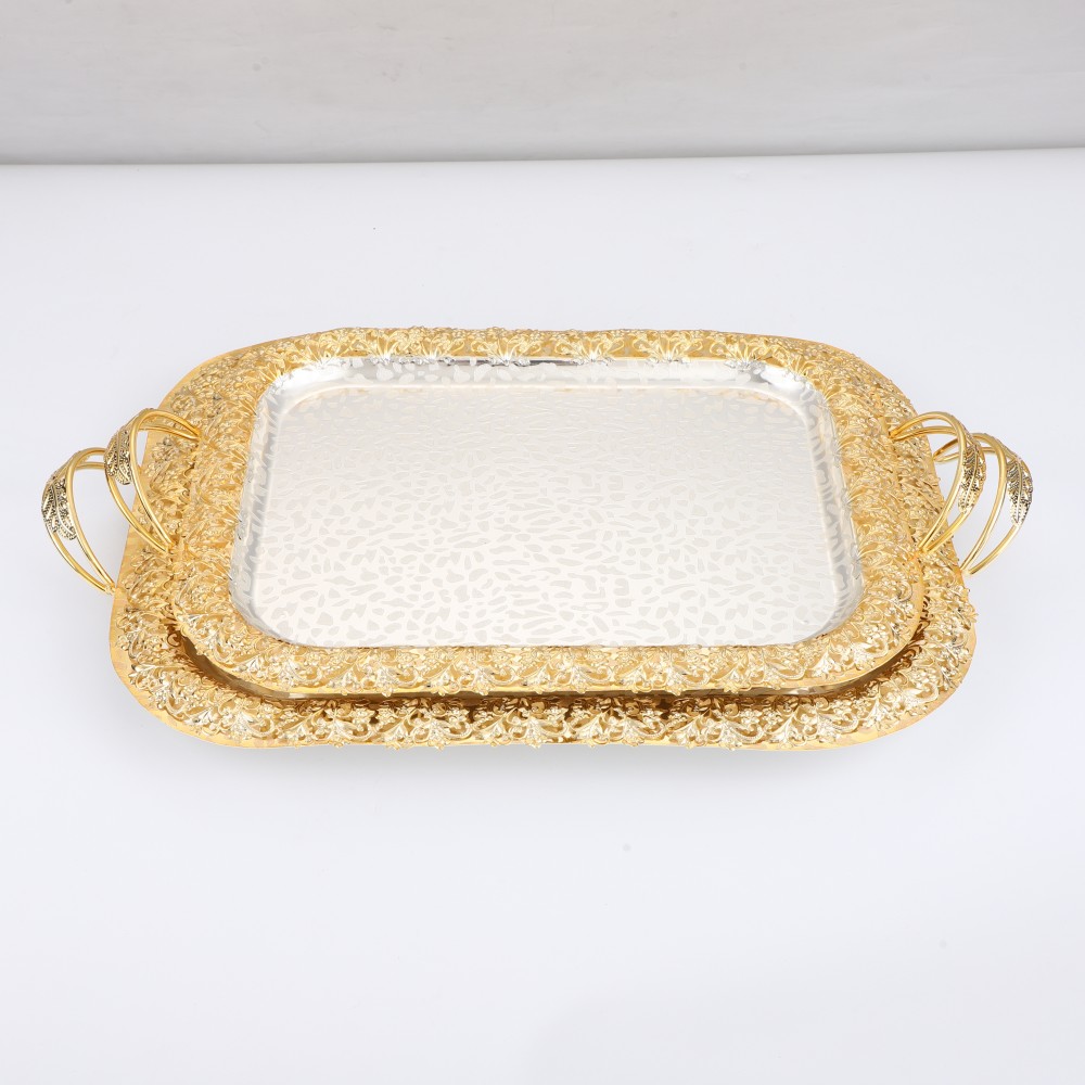 Coffee Serving Tray, Elegant Metal Serving Tray for Home Cafe