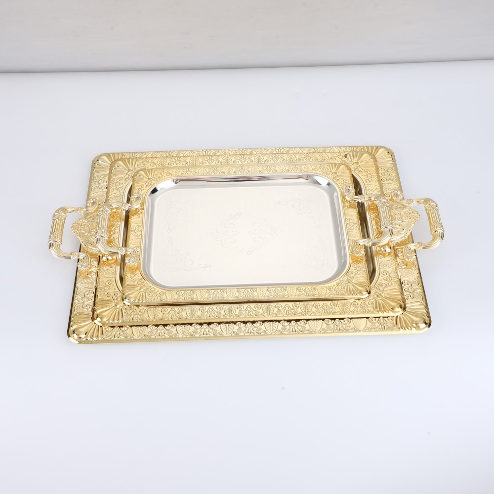 Rectangular Iron Gold Plated Serving Tray