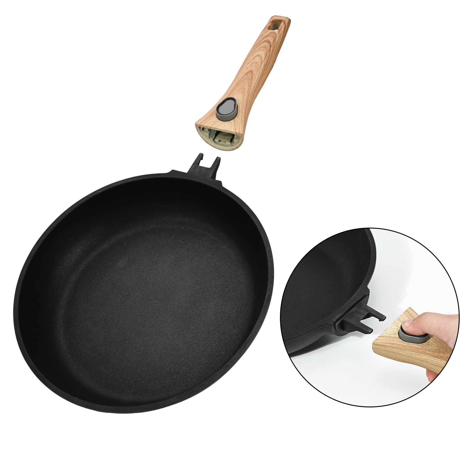 Nonstick Deep Frying Pan With Removable Handle