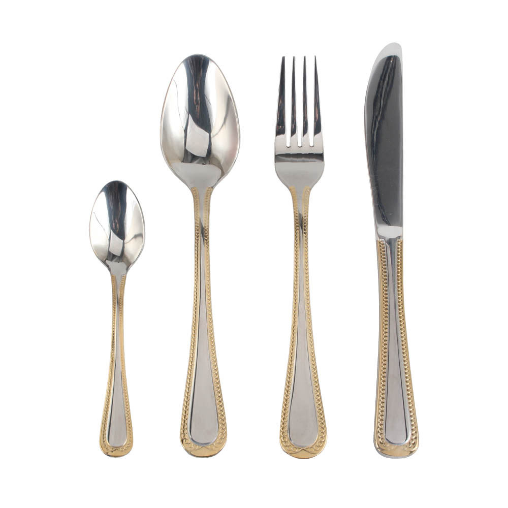 Stainless Steel Flatware Set, Mirror Polished Cutlery Set Utensil Set, Tableware Include Forks Spoons Knives for Home Restaurant, Beaded Handle