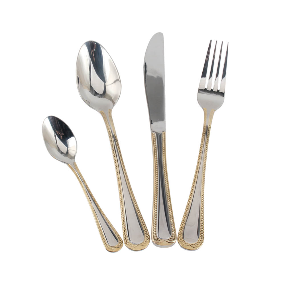 Stainless Steel Flatware Set, Mirror Polished Cutlery Set Utensil Set, Tableware Include Forks Spoons Knives for Home Restaurant, Beaded Handle