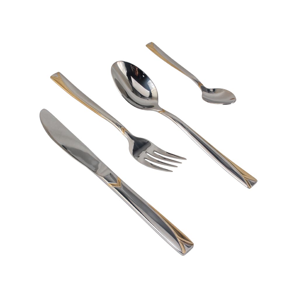 Stainless Steel Flatware Set, (65, Gold Accent)