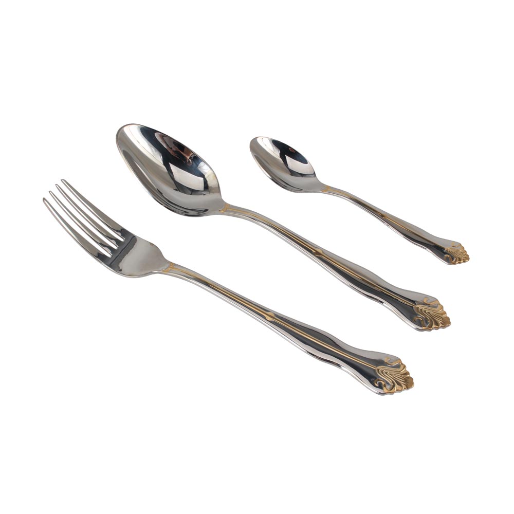 Service for 3, Fine Silverware Set (Gold Accent) Stainless Steel Flatware Set