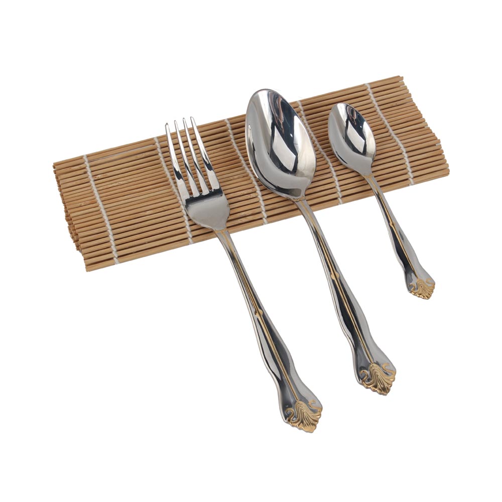 Service for 3, Fine Silverware Set (Gold Accent) Stainless Steel Flatware Set