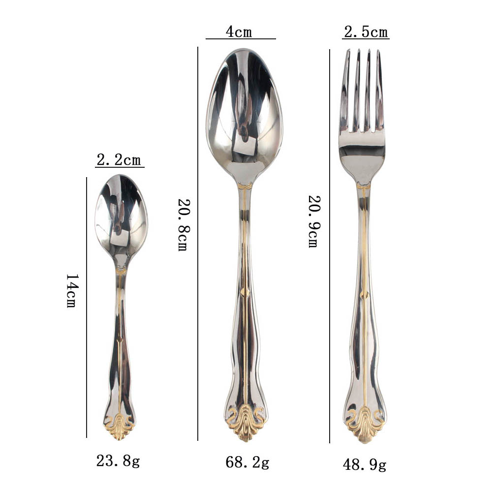 Service for 3, Fine Silverware Set (Gold Accent) Stainless Steel Flatware Set