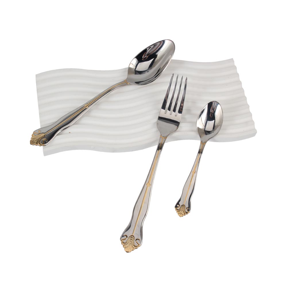 Service for 3, Fine Silverware Set (Gold Accent) Stainless Steel Flatware Set