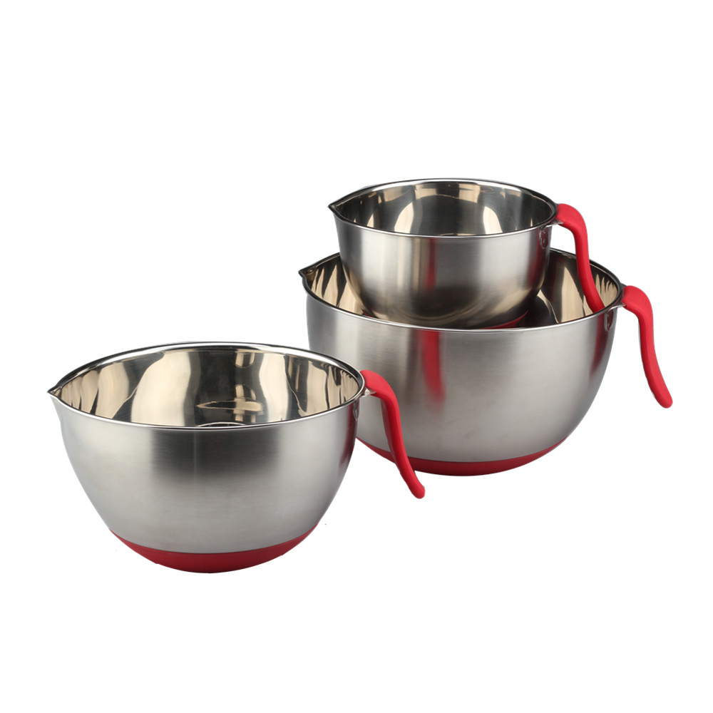 Stainless Steel Mixing Bowl Set With Long Handle