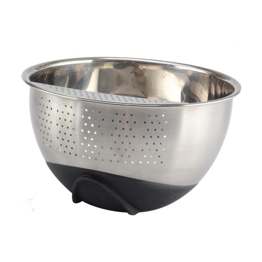 Rice Washer Strainer Bowl, Washing Bowl With Handle, Stainless Steel Colander