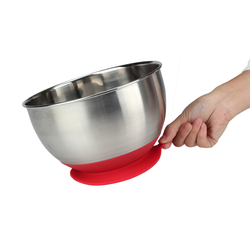 Stainless Steel Mixing Bowl With Suction Cup Silicone Bottom