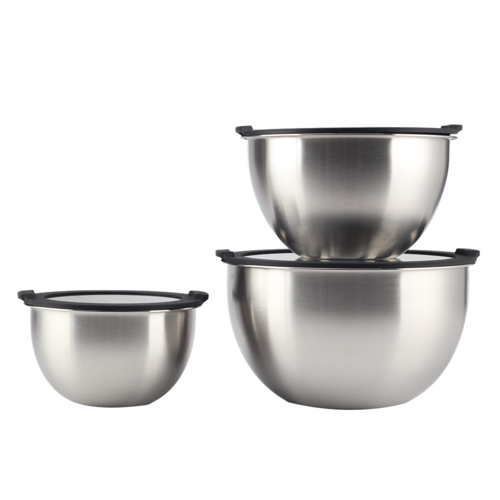 Stainless Steel Mixing Bowls With Transparent Clear Lids Set