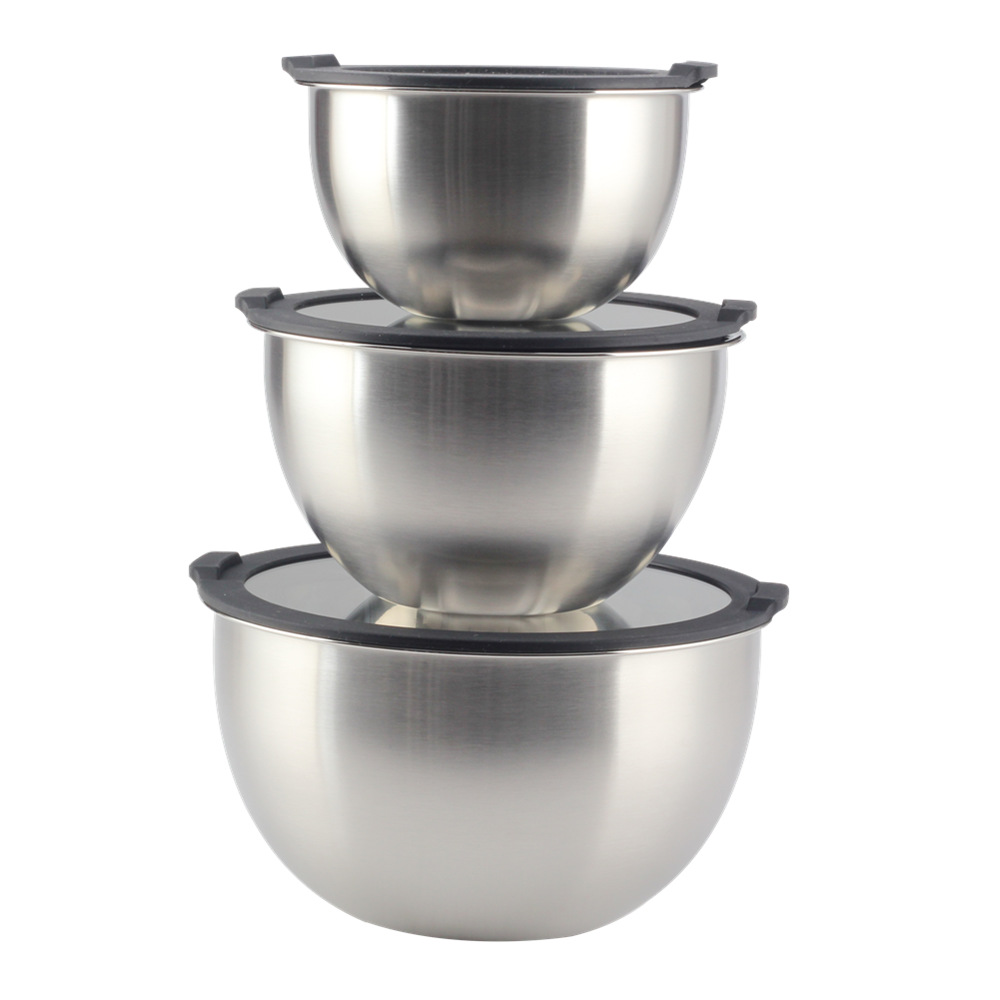 Stainless Steel Mixing Bowls With Transparent Clear Lids Set