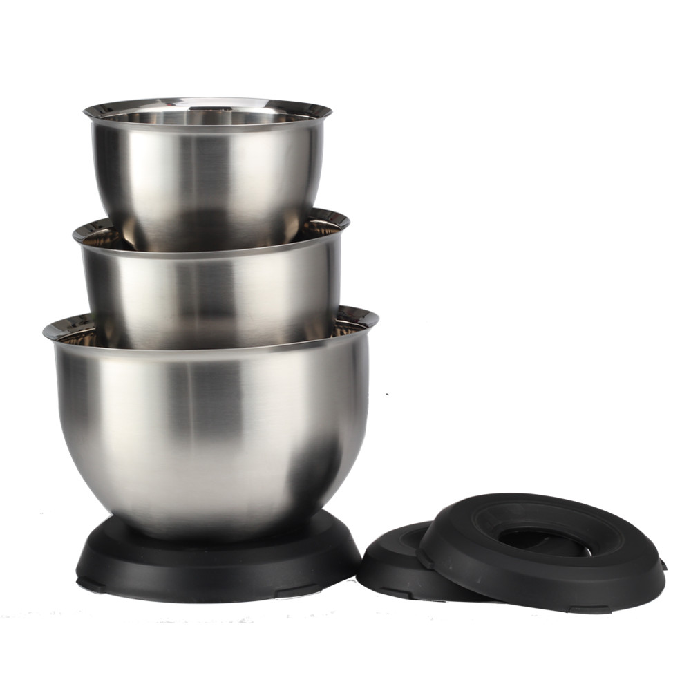 3 Sizes Stainless Steel Mixing Bowl Set With Silicon Base