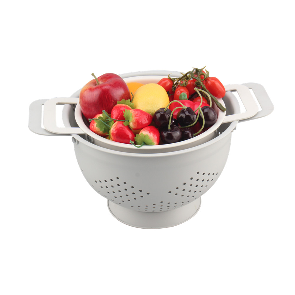 Metal Colander Set Of 2, Strainer Basket With Handles