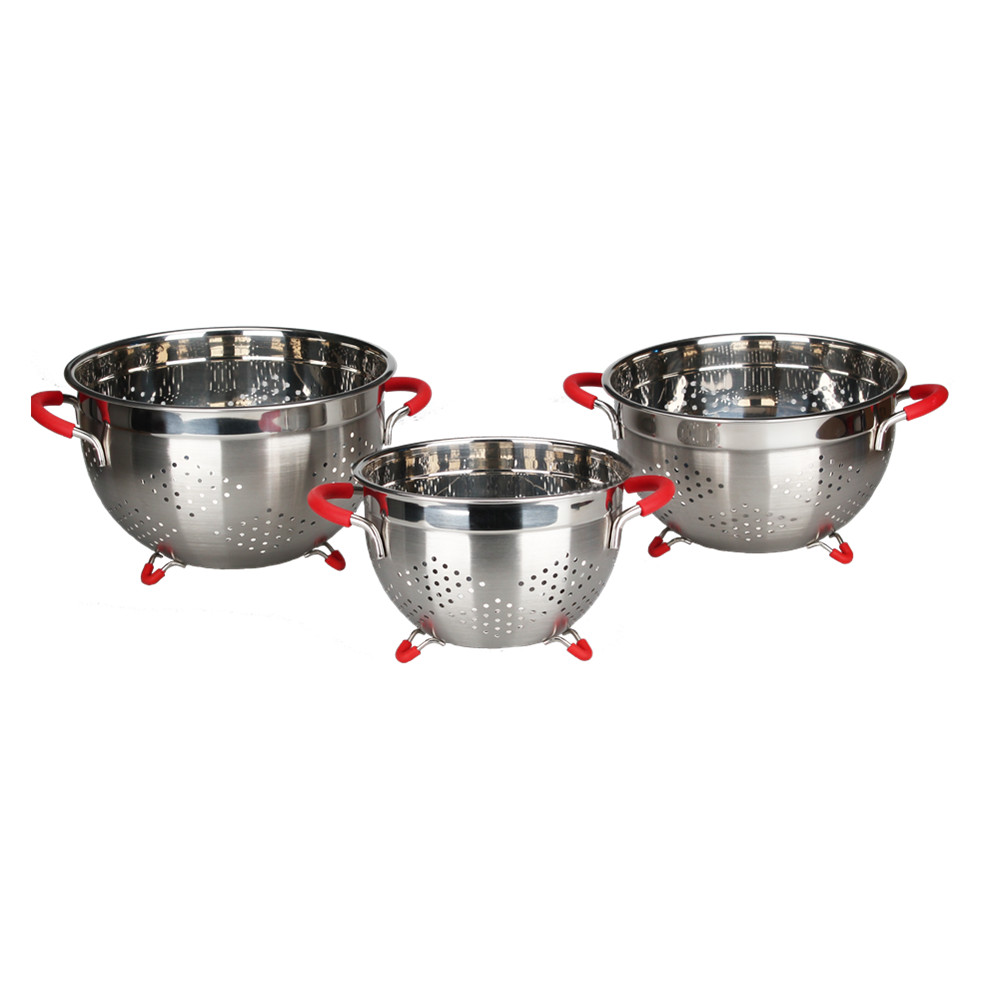 Stainless Steel Colander, Easy Grip Micro-Perforated Colander