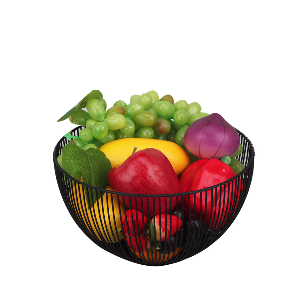 Metal Wire Fruit Basket, Black Fruit Vegetable Bowl for Kitchen Counter