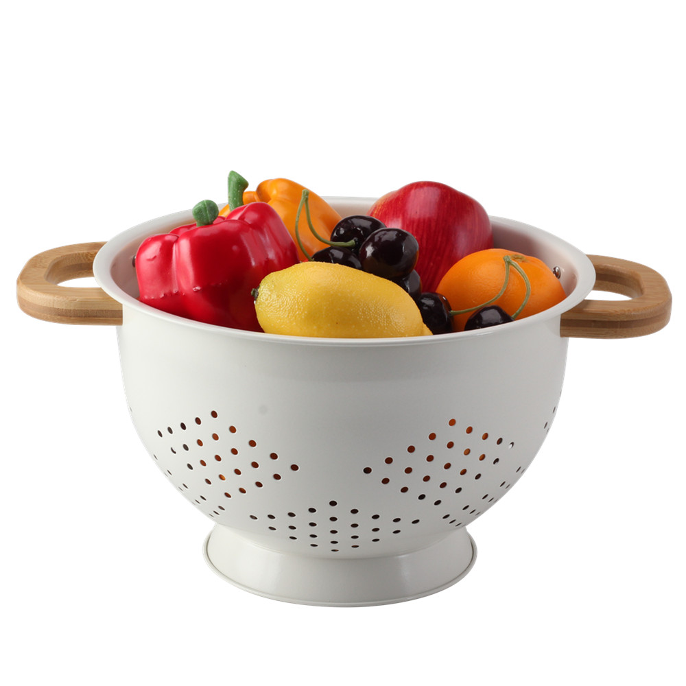 Stainless Steel Colander Mesh Metal Strainer Pasta Rice Strainer With Handle