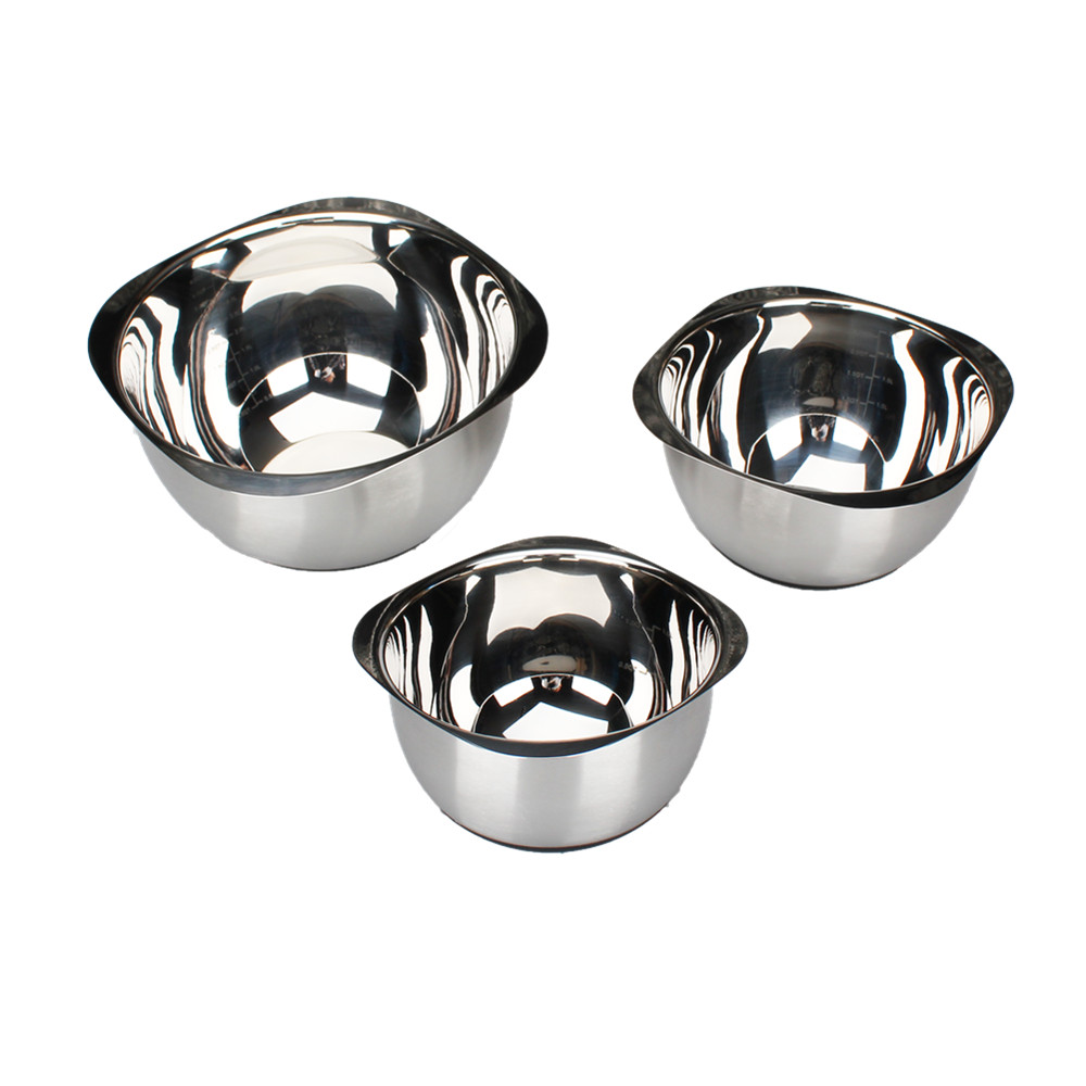 3pcs Square Mixing Bowls, Nested Bowls Kitchen Mixing