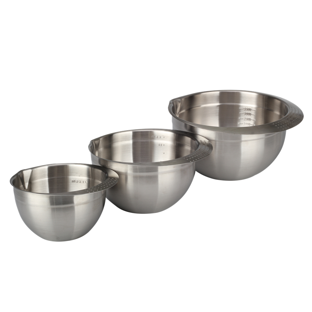 3-Piece Mixing Bowl Set for Kitchen Mixing Bowl With Pouring Spout