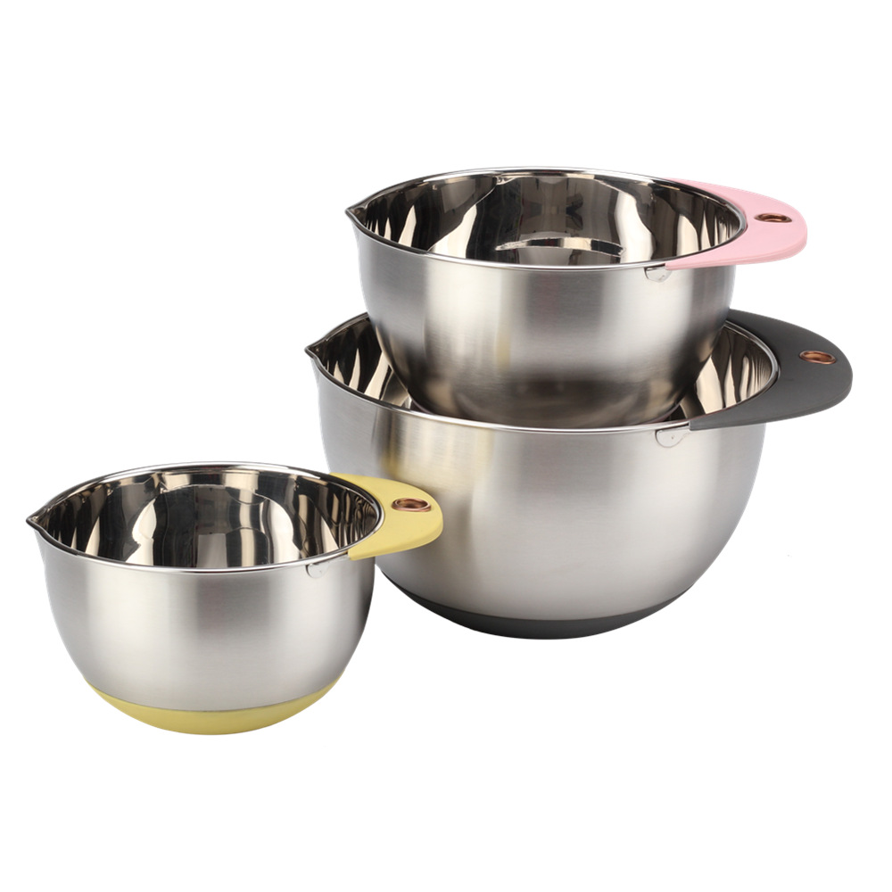 3-Piece Mixing Bowl Set for Kitchen Mixing Bowl With Pouring Spout