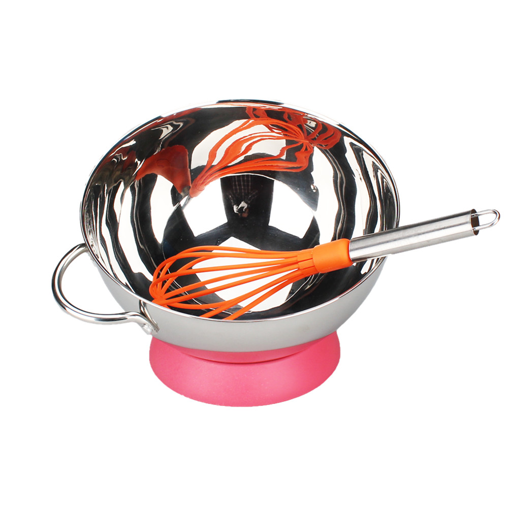 Stainless Steel Salad Bowl With Mini Egg Beater, Hand Whisk