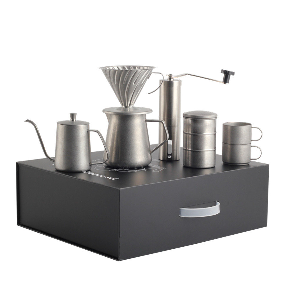 Pour Over Coffee Maker Set Includes Coffee Canister, Coffee Grinder & Coffee Dripper, Coffee Cup