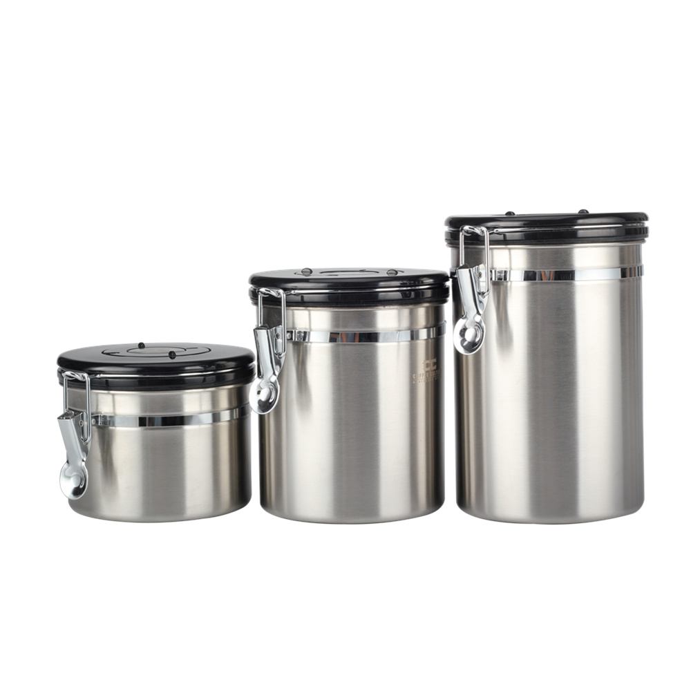 3 Sizes Airtight Stainless Steel Kitchen Food Storage Container With Lids