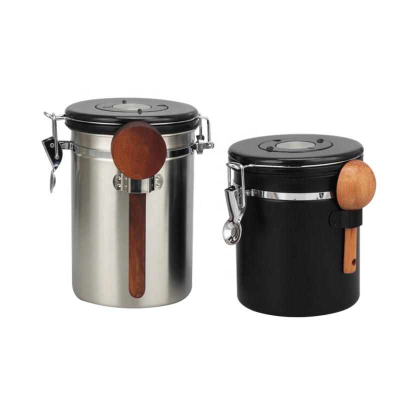 Airtight Stainless Steel Kitchen Food Storage Canister With Scoop