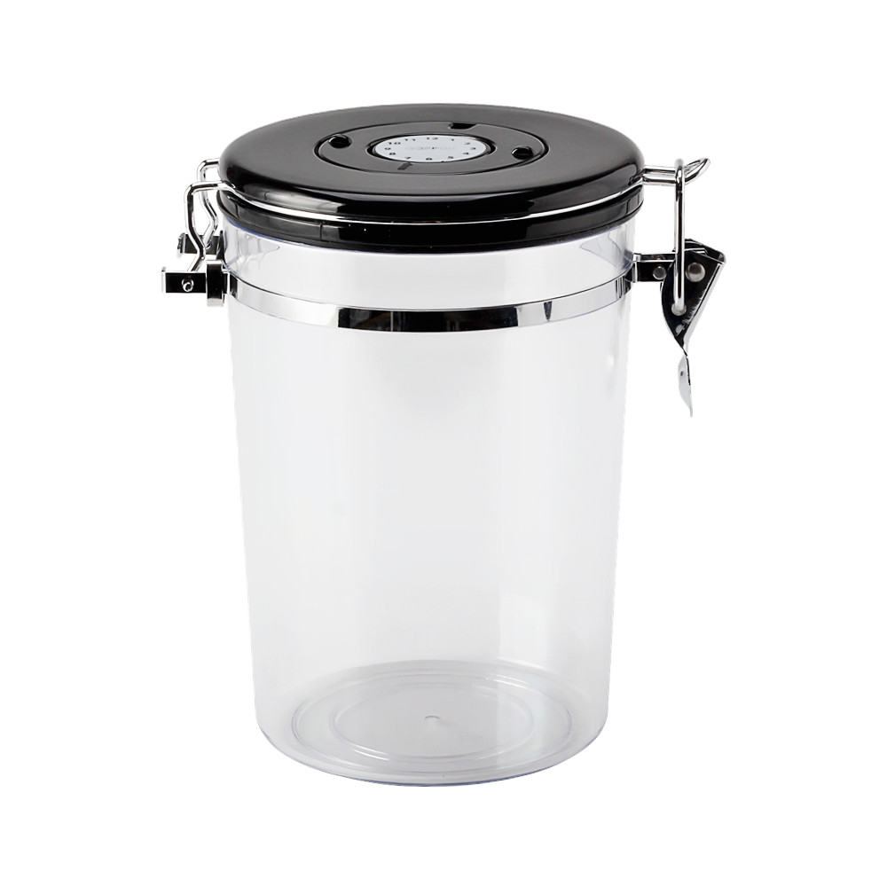 Plastic Clear Canister with Clamp Lid & Spoon