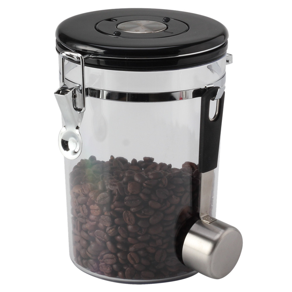 Plastic Clear Canister with Clamp Lid & Spoon