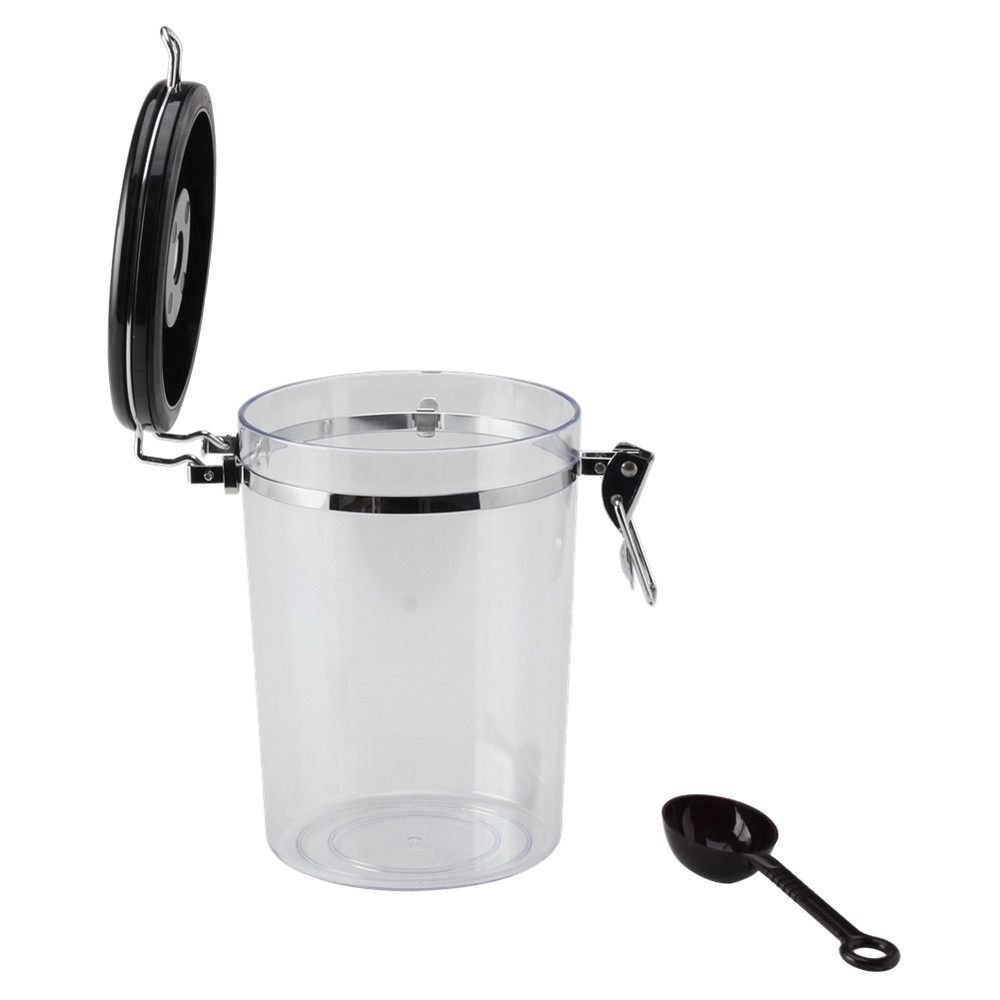 Plastic Clear Canister with Clamp Lid & Spoon