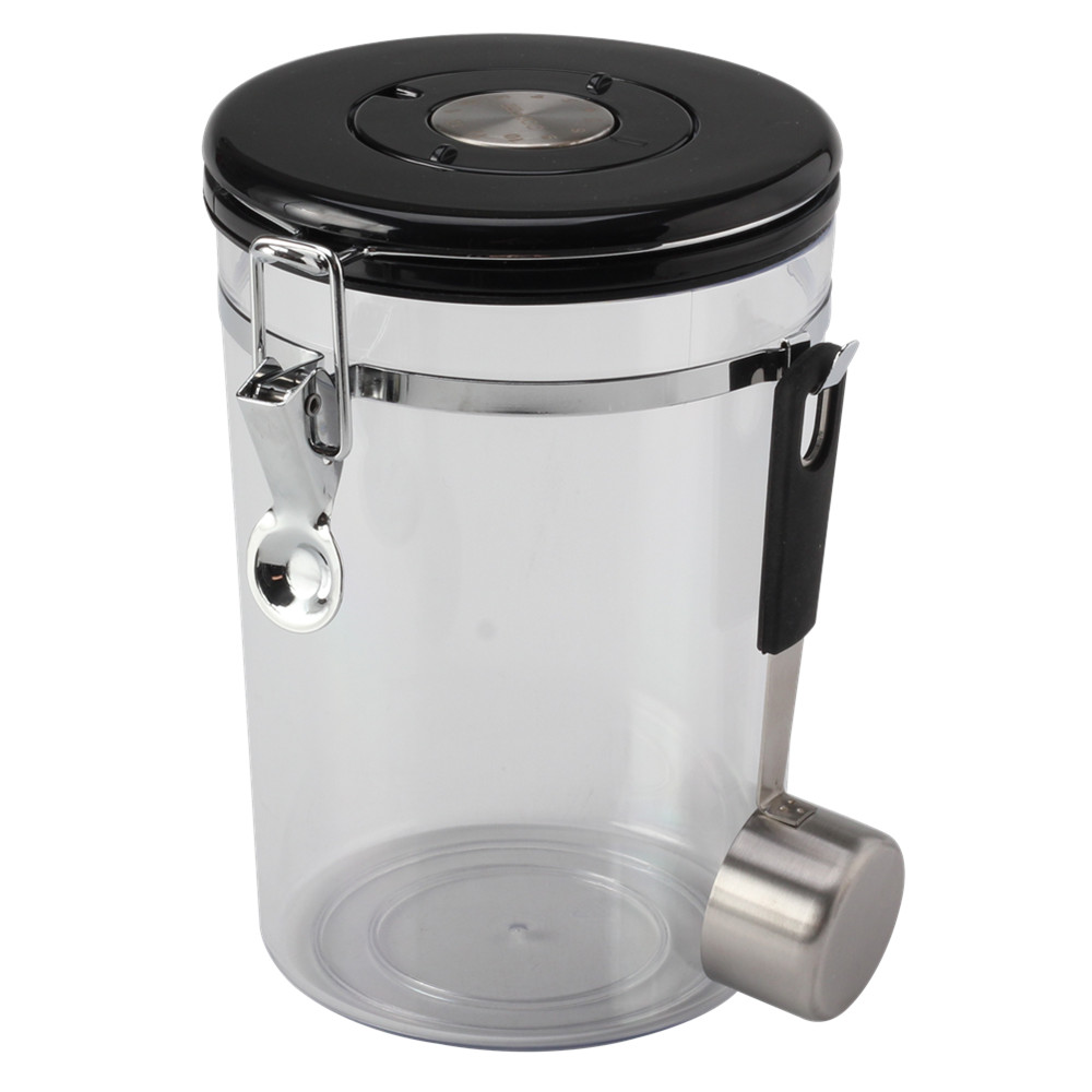 Plastic Clear Canister with Clamp Lid & Spoon