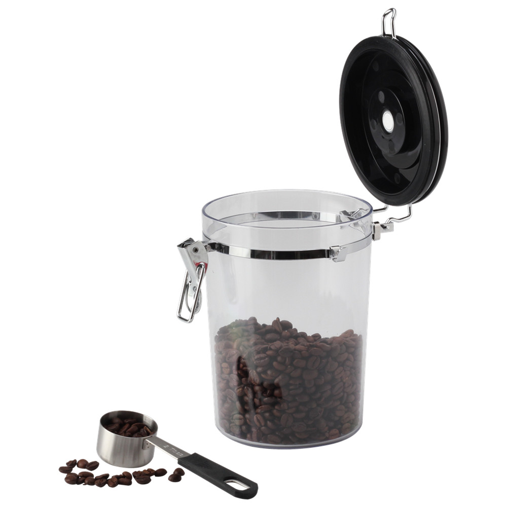 Plastic Clear Canister with Clamp Lid & Spoon