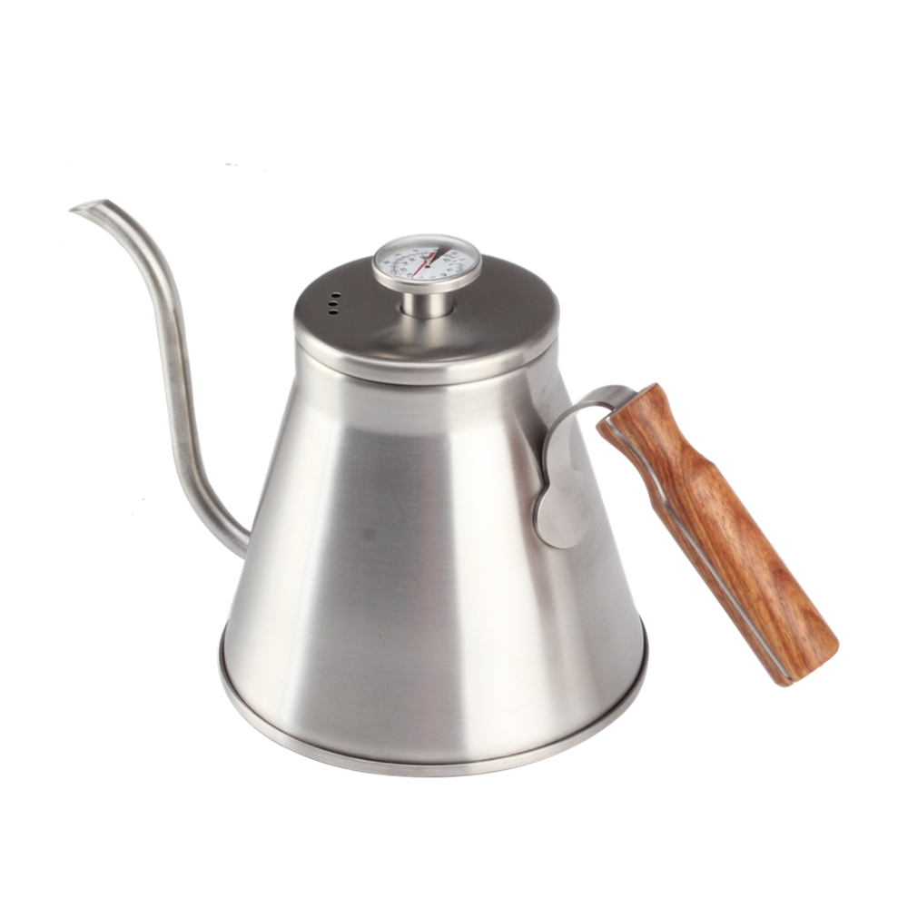 Premium Stainless Steel Kettle Body & Ergonomic Wood Handle With Thermometer