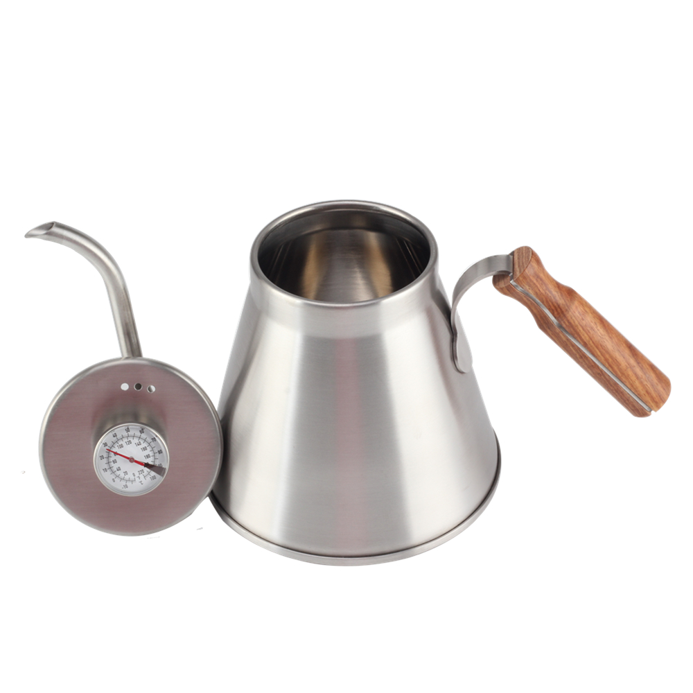 Premium Stainless Steel Kettle Body & Ergonomic Wood Handle With Thermometer