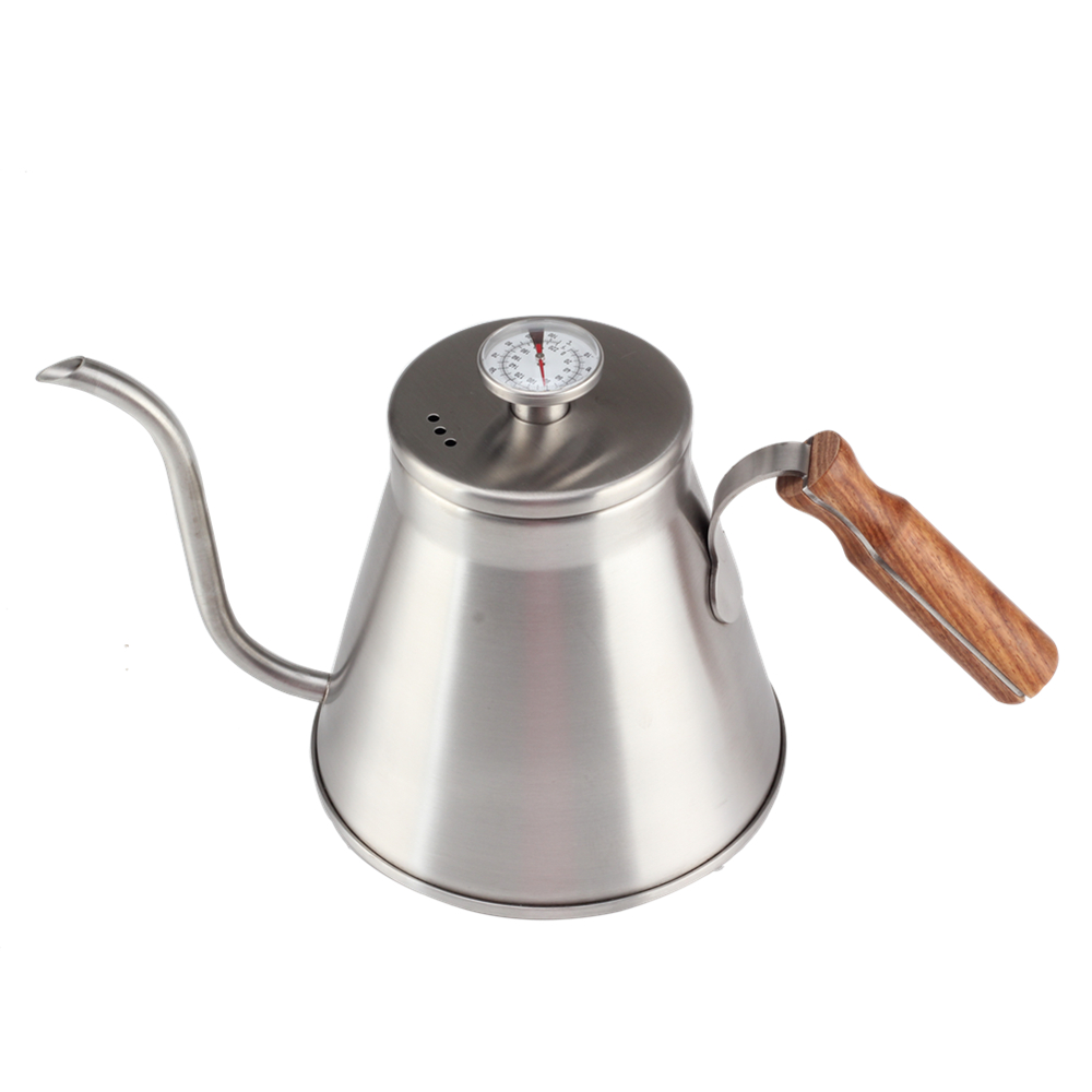 Premium Stainless Steel Kettle Body & Ergonomic Wood Handle With Thermometer