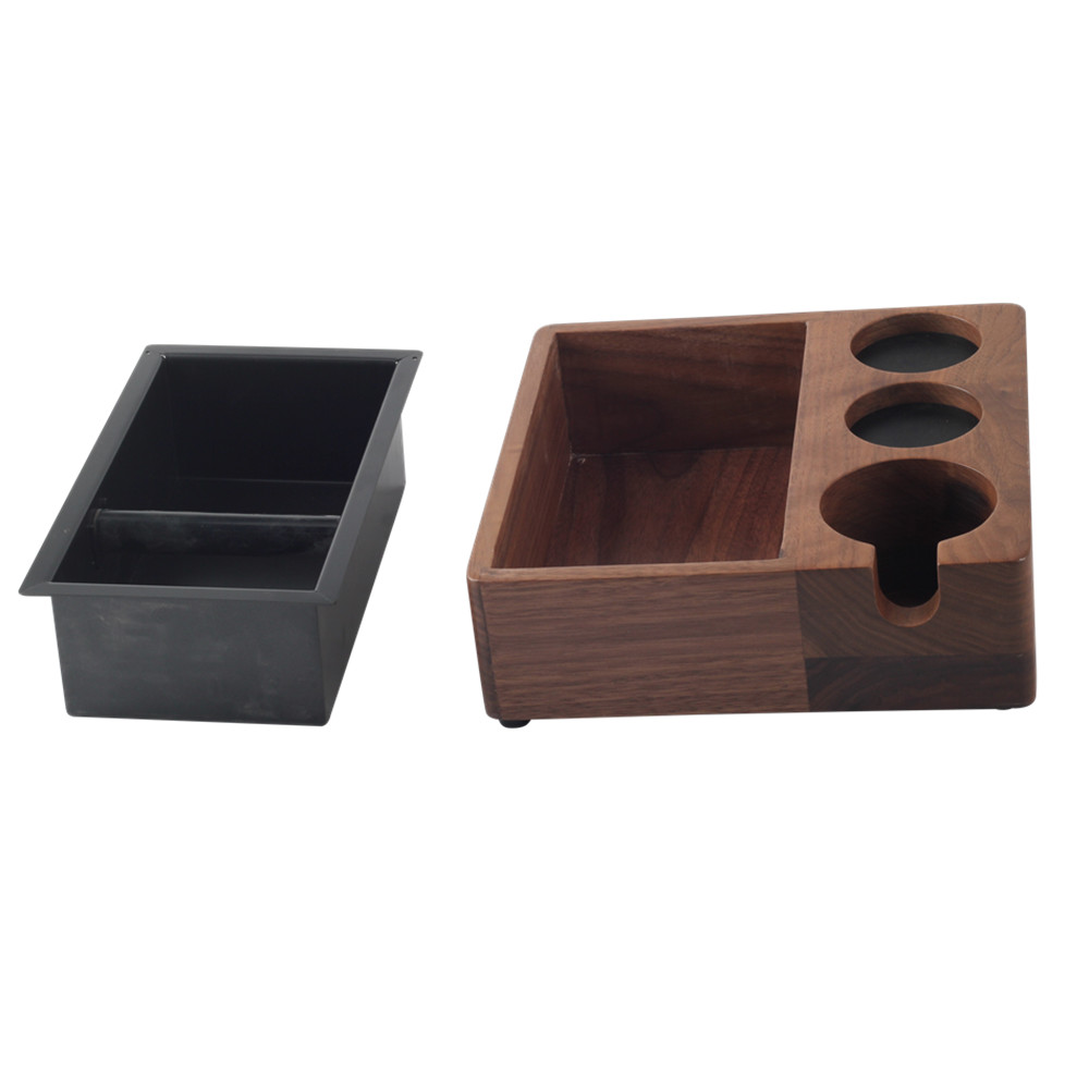 4 In 1 Wooden Knock Box, Portafilter Stand, Coffee Knock Box With Durable Knock Bar