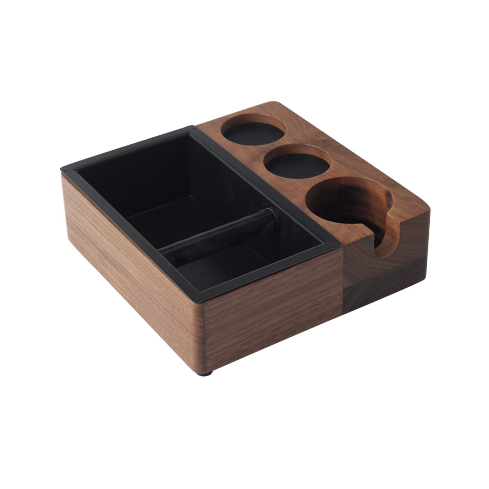 4 In 1 Wooden Knock Box, Portafilter Stand, Coffee Knock Box With Durable Knock Bar