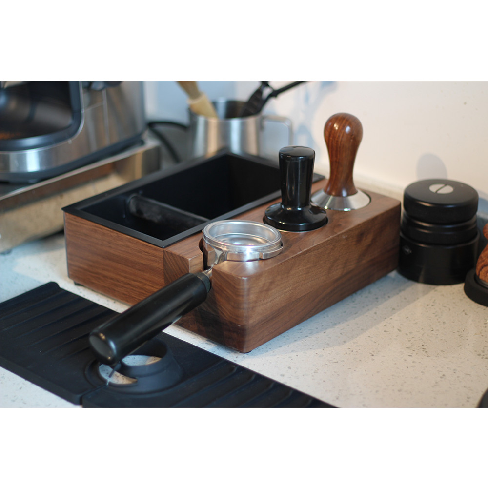 4 In 1 Wooden Knock Box, Portafilter Stand, Coffee Knock Box With Durable Knock Bar