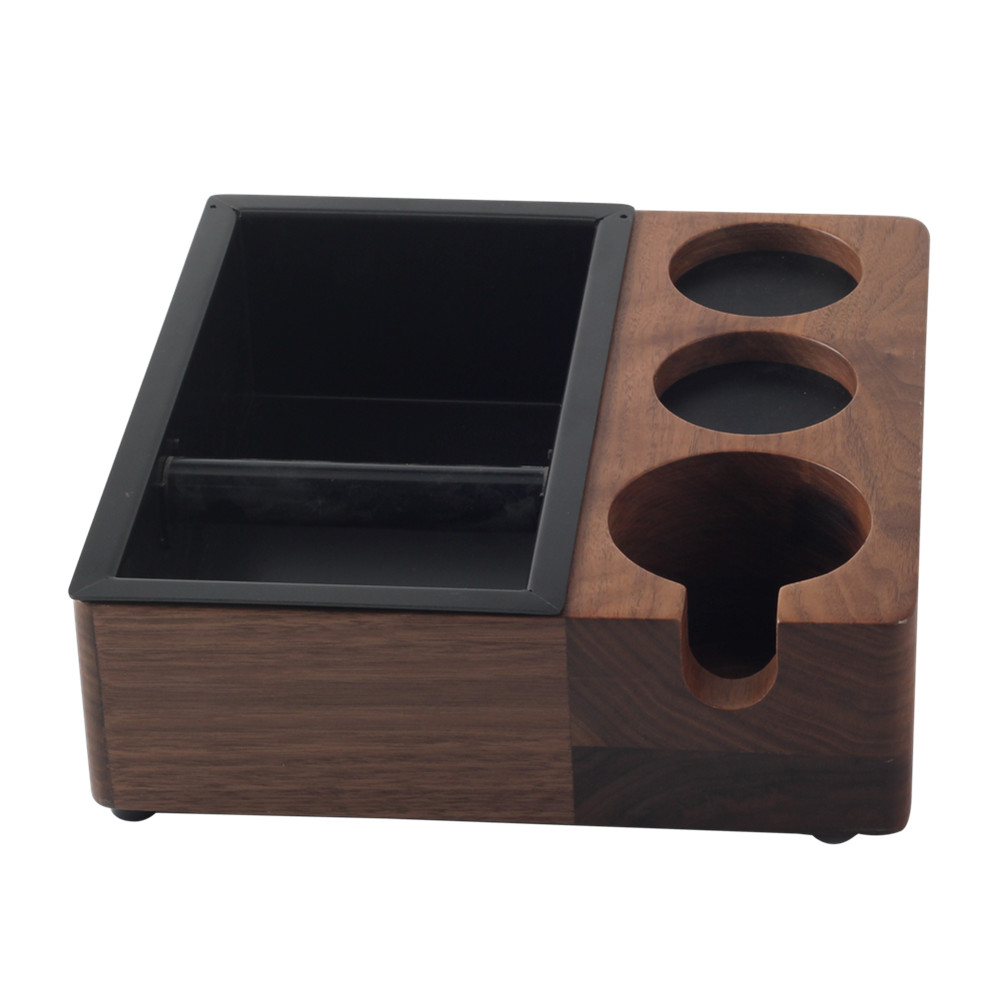 4 In 1 Wooden Knock Box, Portafilter Stand, Coffee Knock Box With Durable Knock Bar