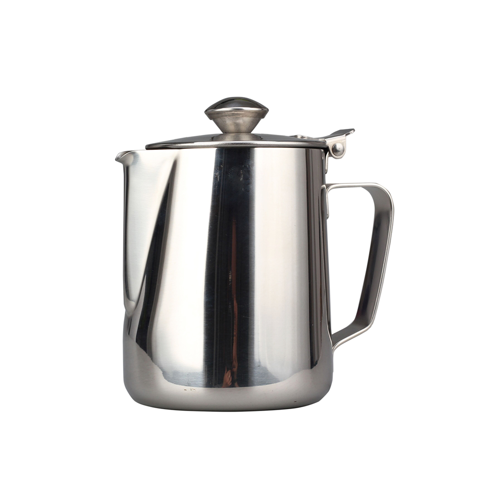 Stainless Steel Latte Milk Frothing Pitcher Jug With Lid