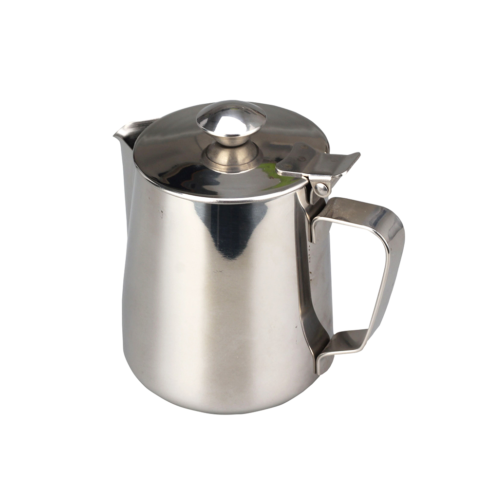 Stainless Steel Latte Milk Frothing Pitcher Jug With Lid