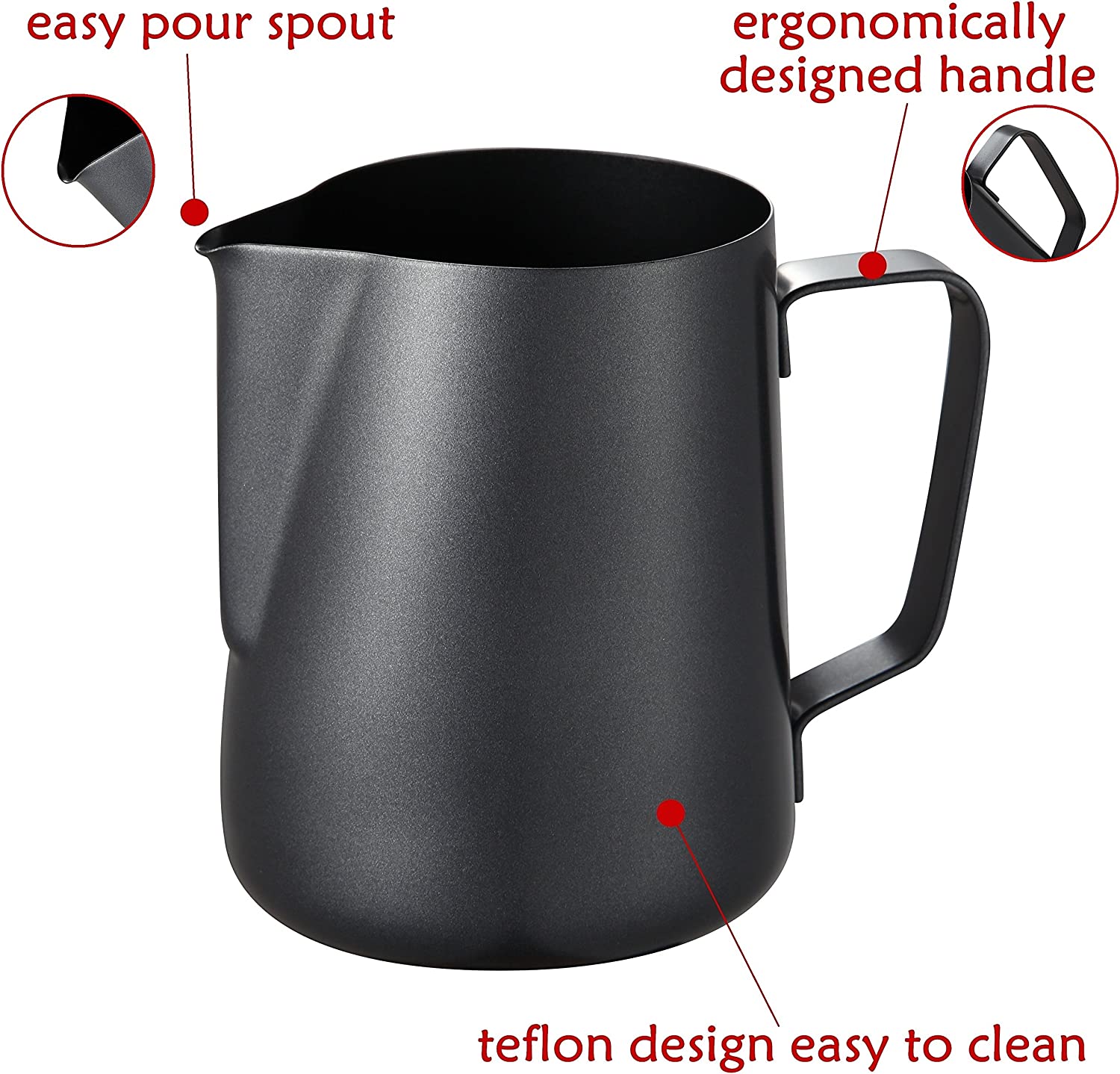 Black Espresso Milk Frothing Pitcher 600 ml