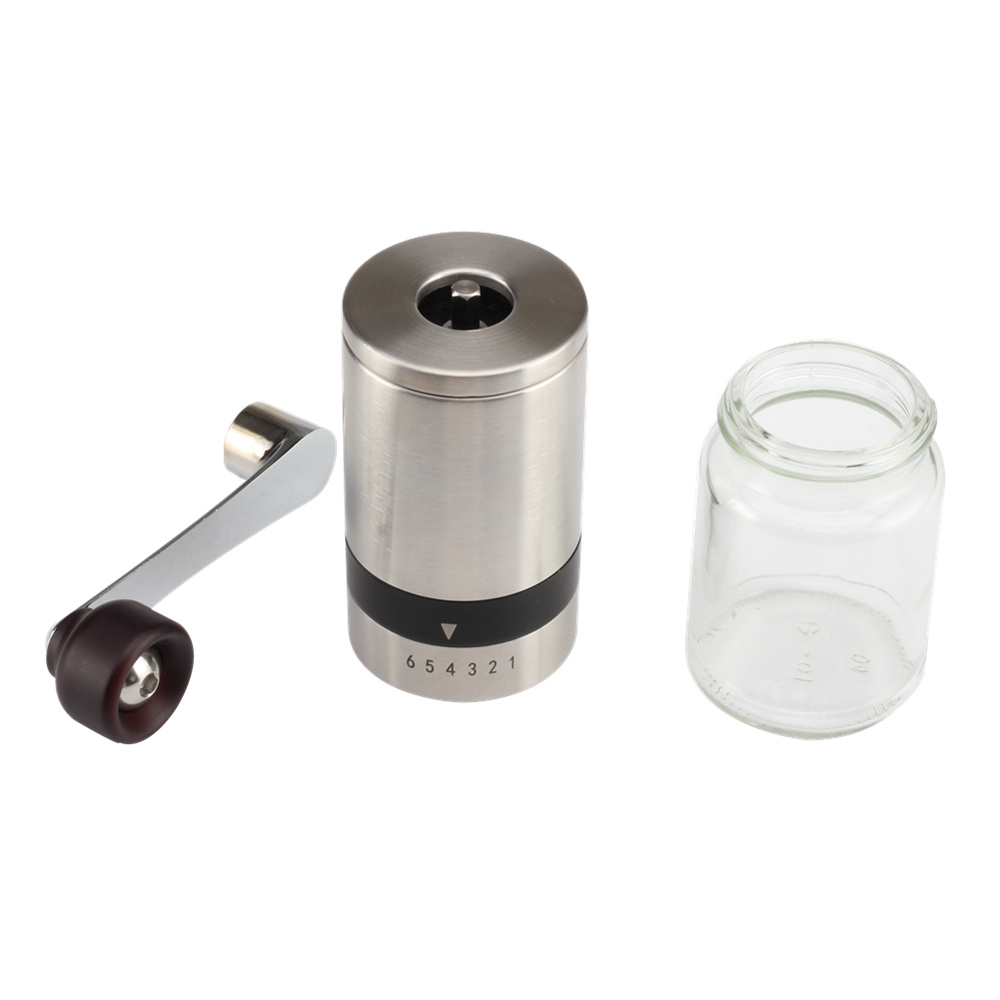 Hand Coffee Grinder 6 Adjustable Coarseness, Stainless Steel Mini Portable Coffee Machine Grinder