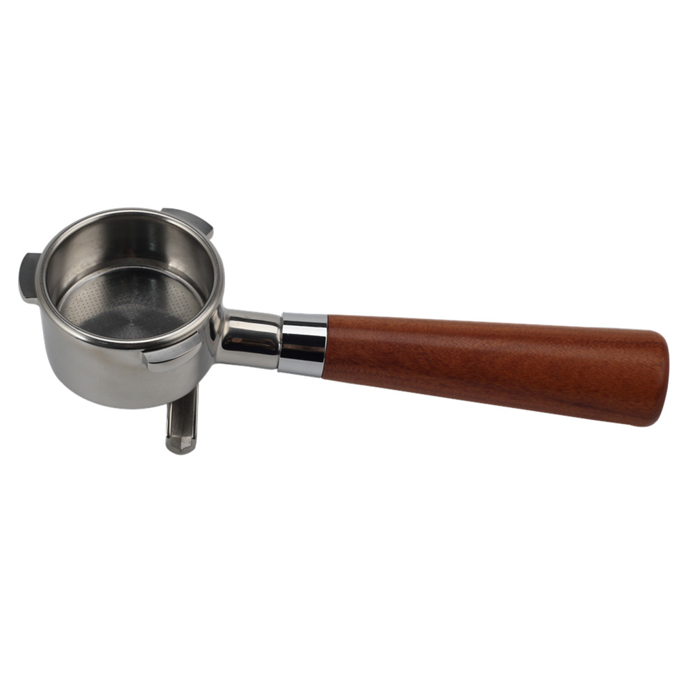 Double Spout Espresso Portafilter With Wood Handle