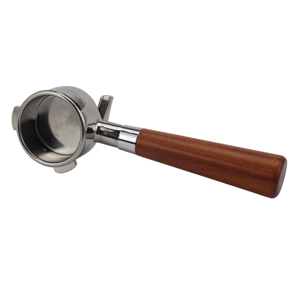 Double Spout Espresso Portafilter With Wood Handle