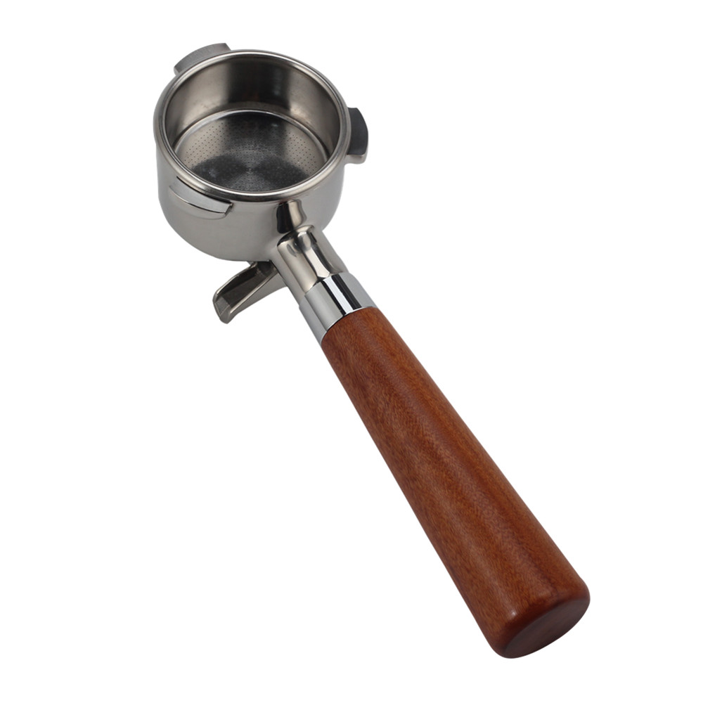 Double Spout Espresso Portafilter With Wood Handle