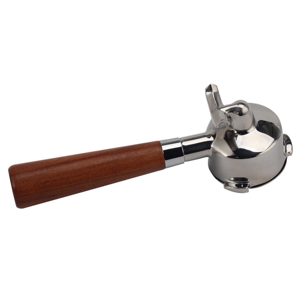 Double Spout Espresso Portafilter With Wood Handle