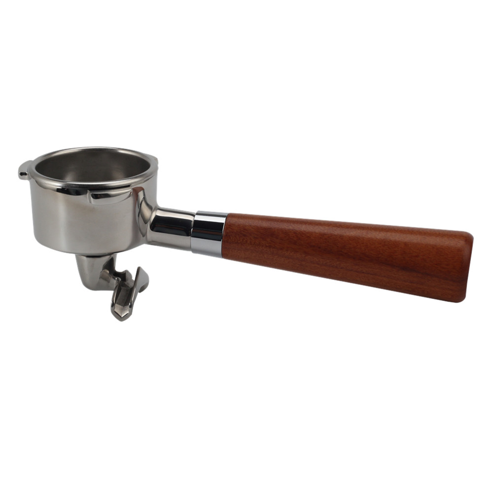 Double Spout Espresso Portafilter With Wood Handle